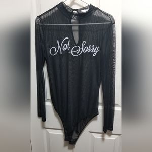 Black Mesh Bodysuit 'Not Sorry'